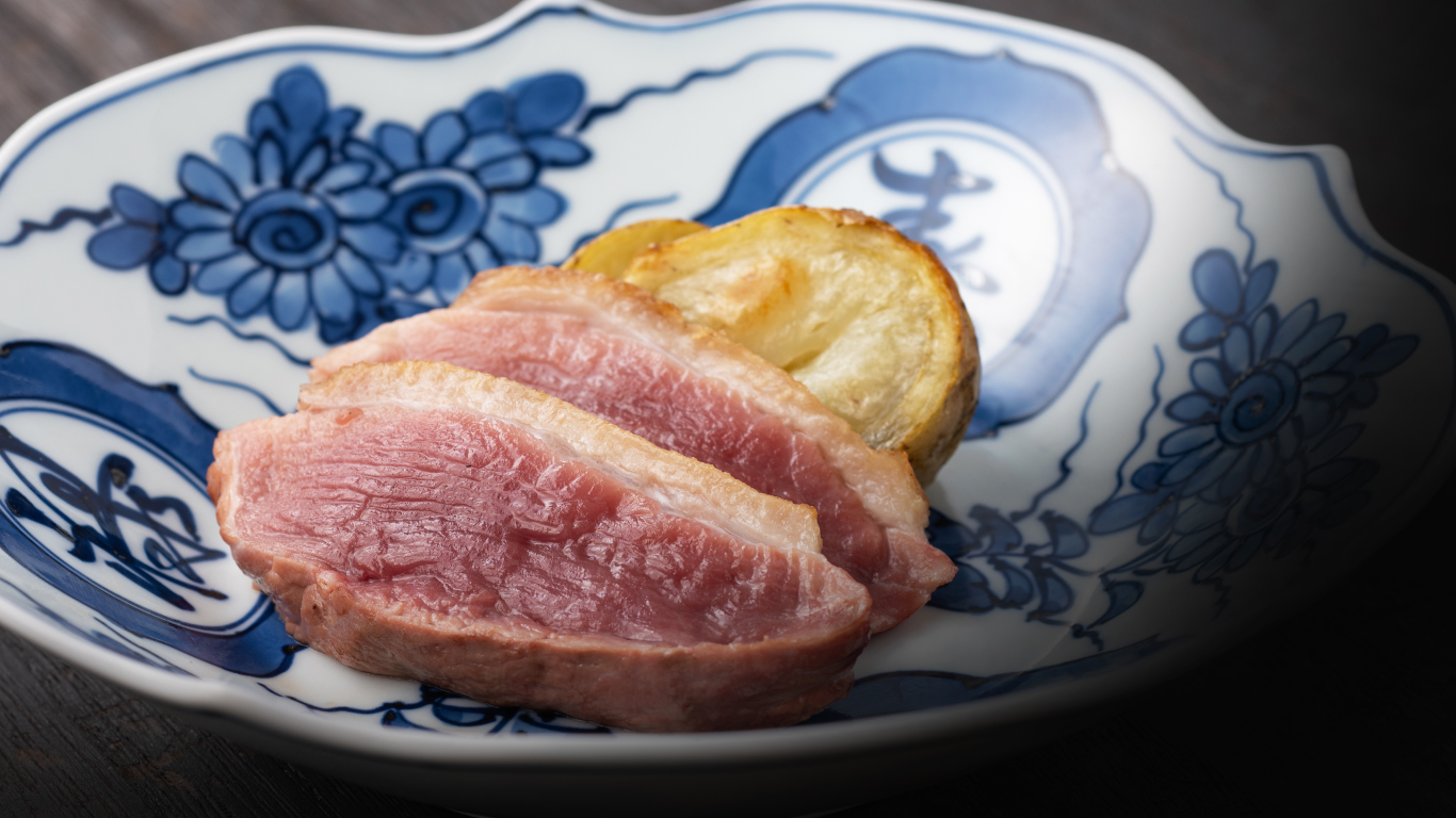 「結乃懐石コース」合鴨炭火焼きメークイン